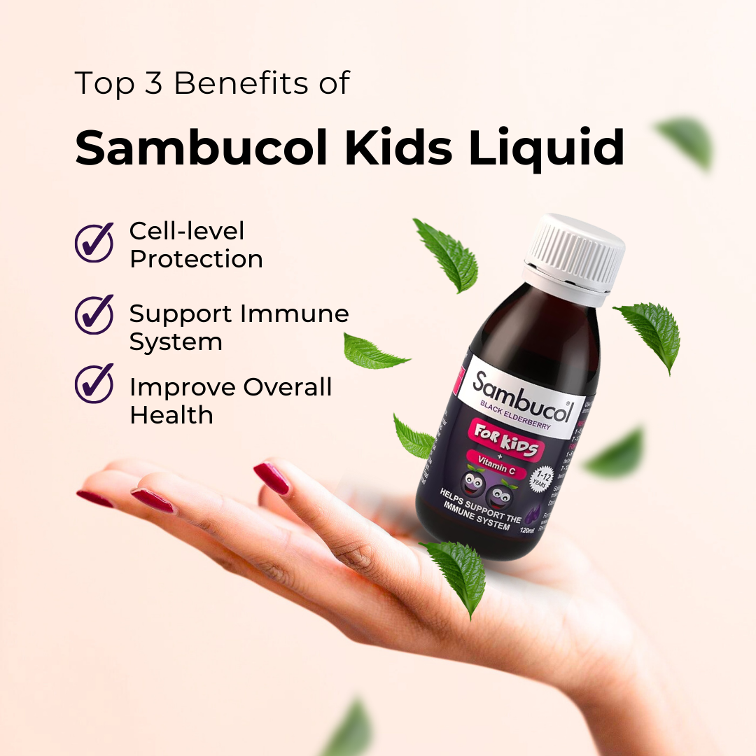 Sambucol Kids Liquid, PLUS Vitamin C, Support Immune System, Natural Flavor, 120ml - 230ml - Ultimate Sup Singapore