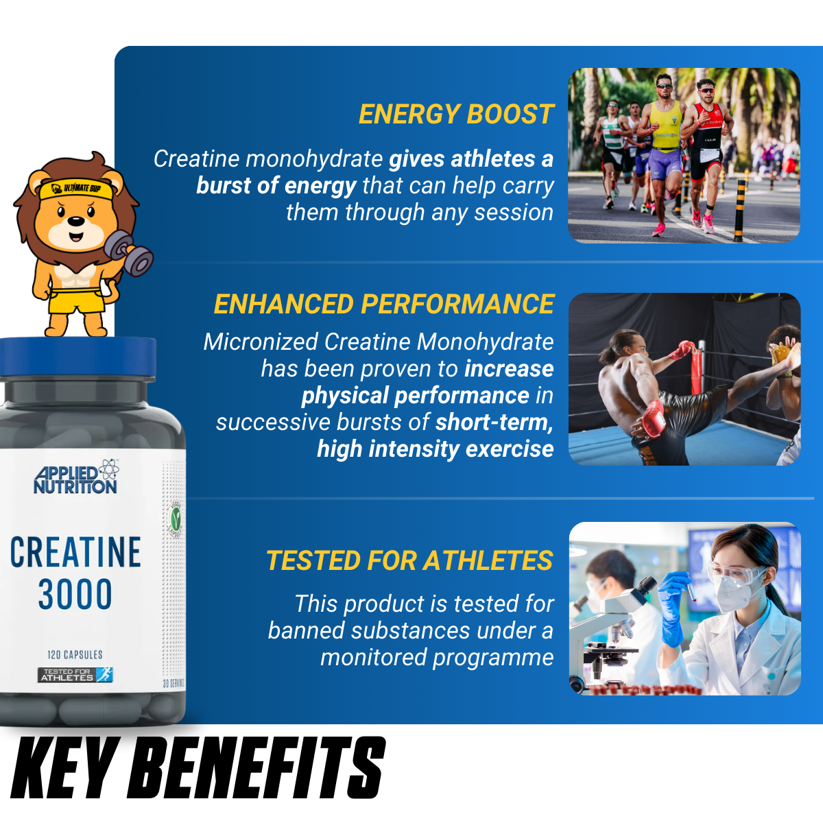 Applied Nutrition, Halal Creatine 3000, Creatine Monohydrate, Increase Performance 30 servings - Ultimate Sup Singapore
