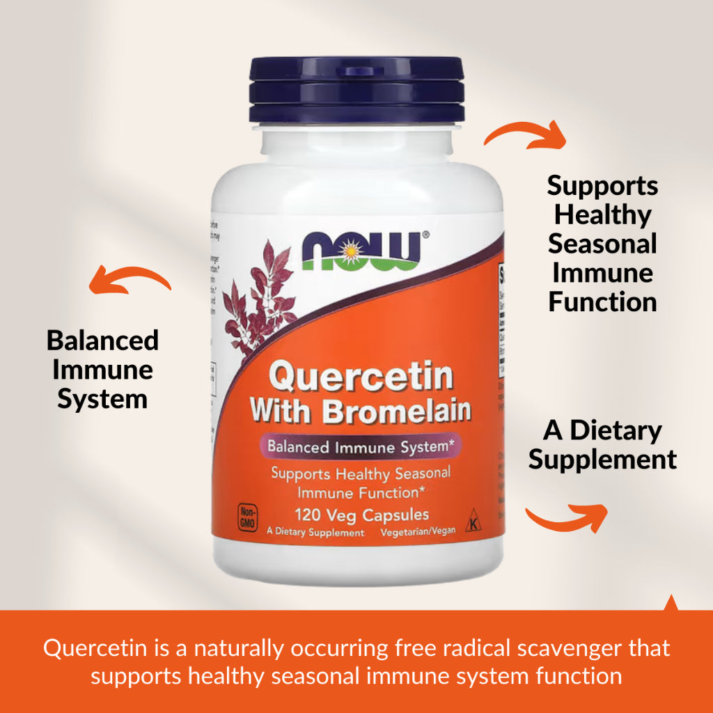 NOW Foods, Quercetin with Bromelain, Supports Immune System, 120 Veg Capsules - Ultimate Sup Singapore