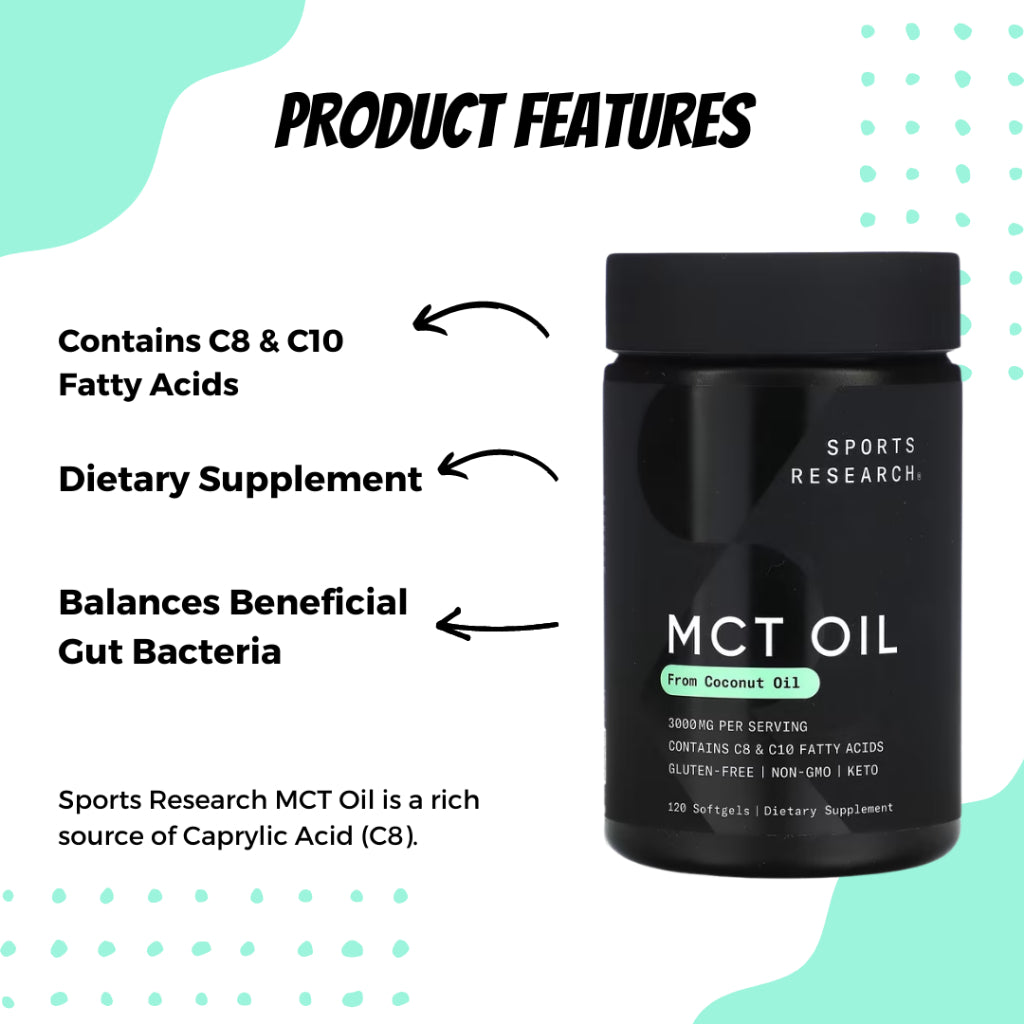 Sports Research MCT Oil Softgels For Weight Loss,100% Non-GMO Coconuts, Keto Friendly, Digestive Supplement - Ultimate Sup Singapore