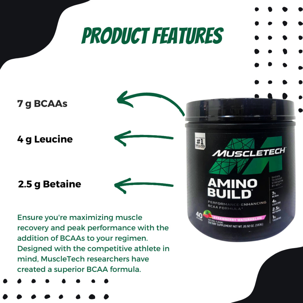 Muscletech Amino Build, BCAA, Amino Acid + Electrolyte Powder, Support Muscle Recovery, Build Muscle, 593g - Ultimate Sup Singapore