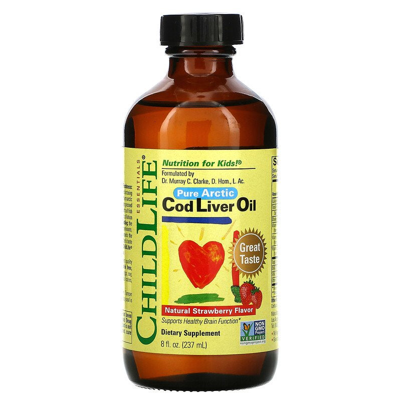 ChildLife, Pure Arctic Cod Liver Oil, Natural Strawberry, Supports Healthy Brain Function, 237ml - Ultimate Sup Singapore