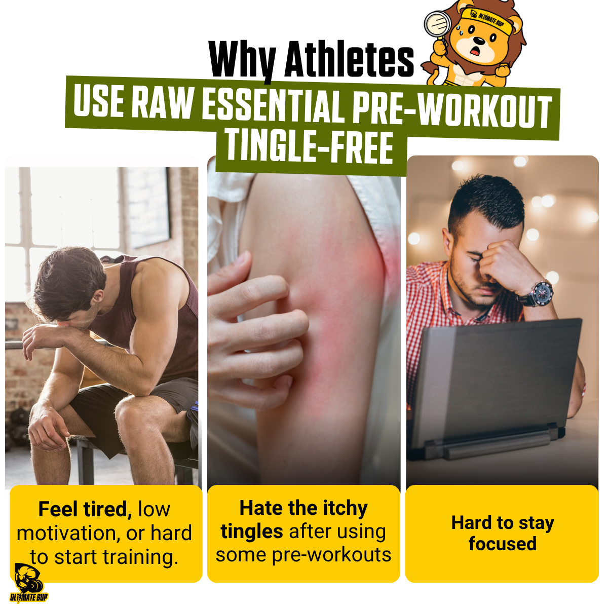 RAW Nutrition Essential Tingle-Free Pre-Workout Powder 200mg Caffeine, No Beta-Alanine, Energy Focus Pump 30 servings