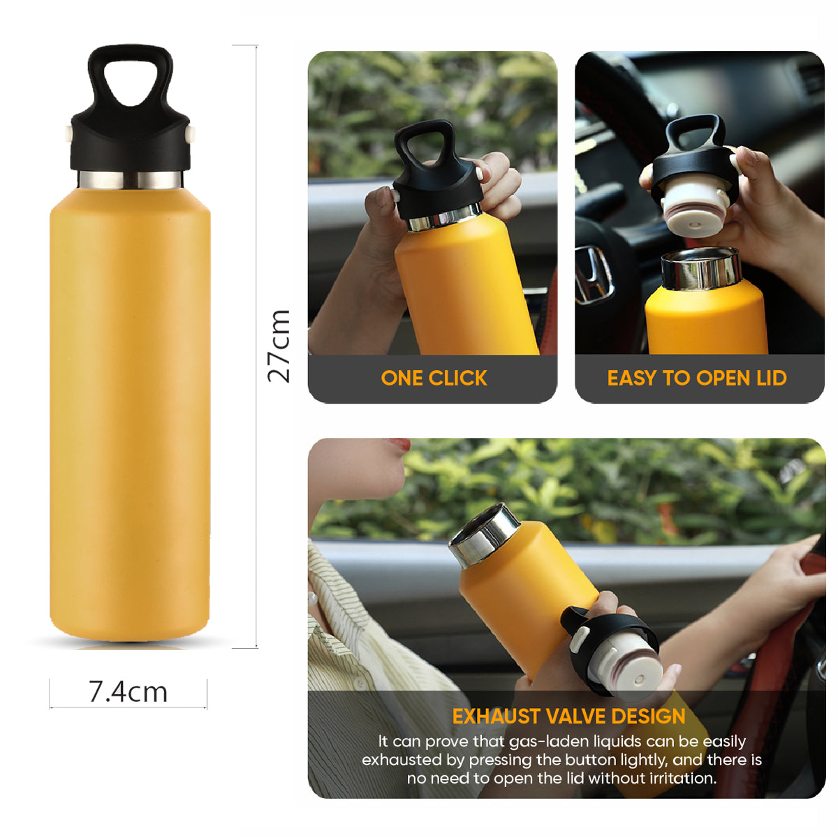 Frost Vial, 600ml, Thermal Flask Insulated Stainless Steel Water Bottle, Double Layer, Threadless Lid - Ultimate Sup - Ultimate Sup Singapore