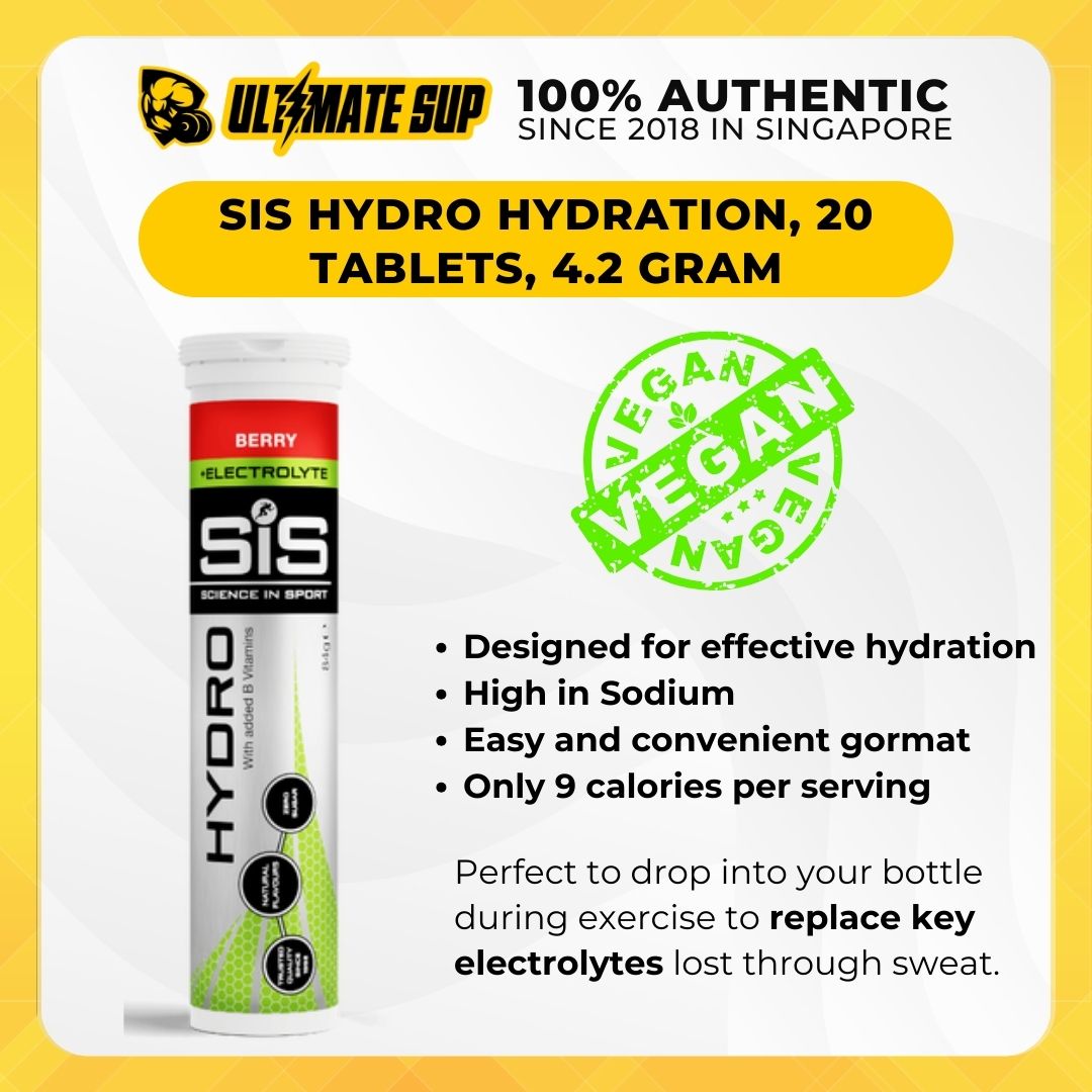 Science In Sport (SiS), Hydro Tablets, Electrolytes Drink For Hydration, Various Flavours, 20 Tablets, 4,2 gram - Ultimate Sup Singapore