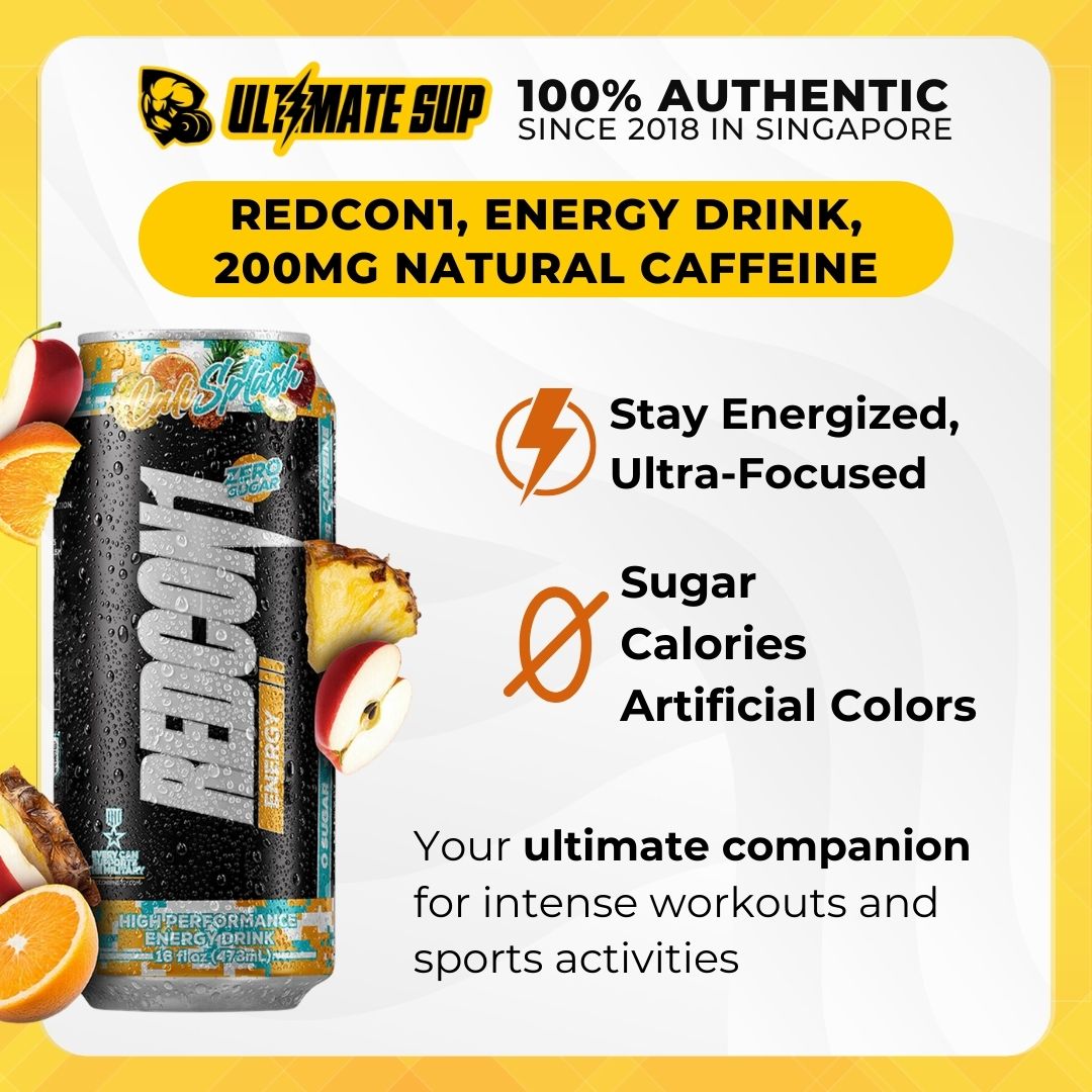 Redcon1, High Performance Energy Drink, Pre-Workout, 200mg Natural Caffein, Zero Sugar, Zero Calories, Various Flavours, 16oz (473ml) - Ultimate Sup Singapore