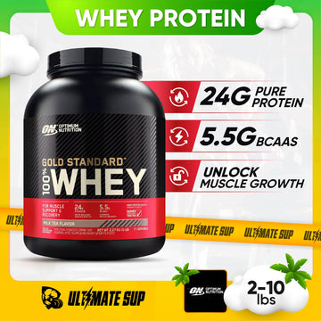 Optimum Nutrition, Gold Standard, 100% Whey, 1lb (454g) / 2lbs (907g) / 5 lbs (2.27 kg) / 10lbs (4.54kg) - Ultimate Sup Singapore