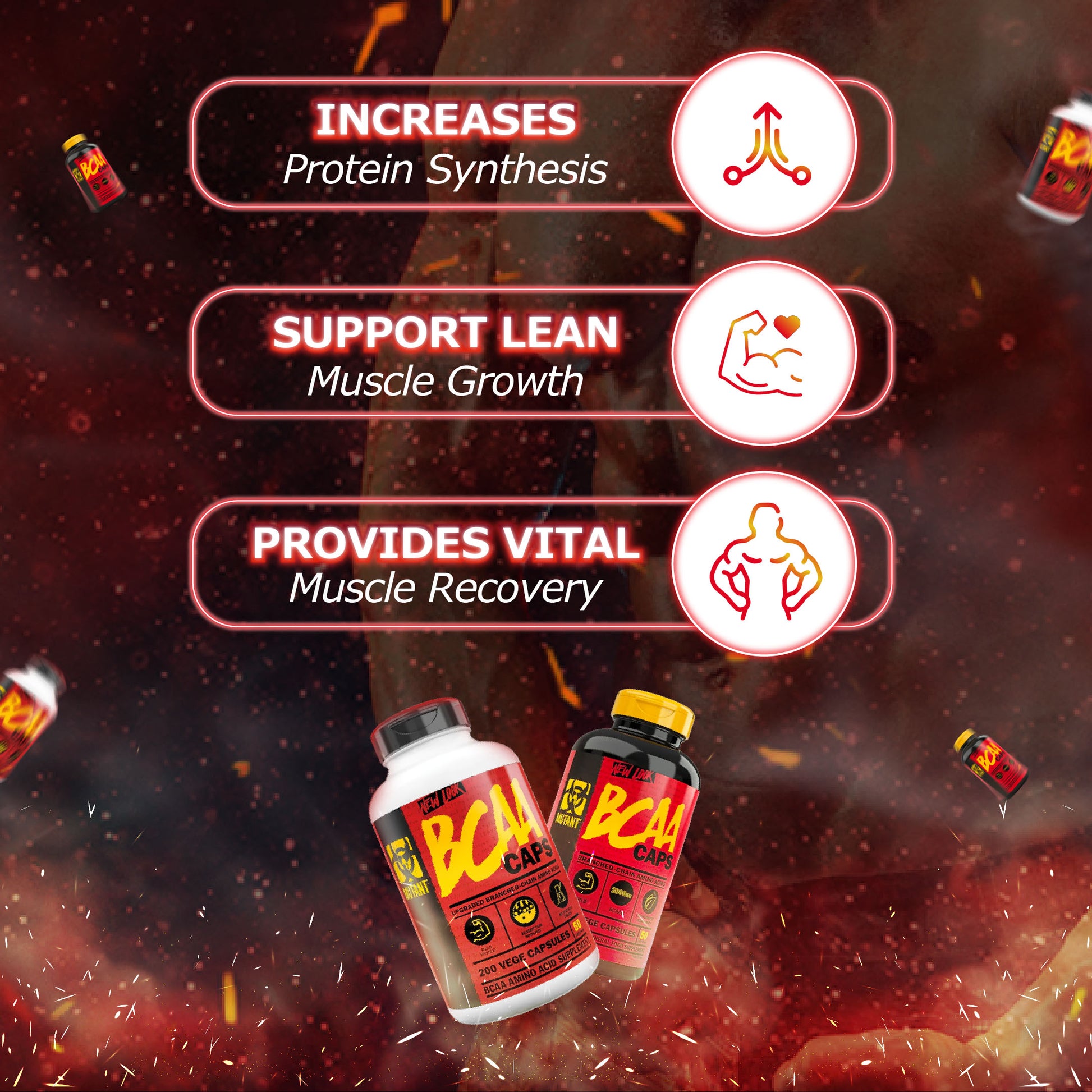 Mutant BCAA Caps, Amino Acids Supplement, 200-400 Capsules - Ultimate Sup Singapore