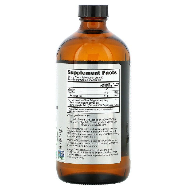 Now Foods Sport, Mct oil liquid, Promote weight loss, Reduce risks of heart disease, Manage blood sugar levels, 473ml - Ultimate Sup Singapore