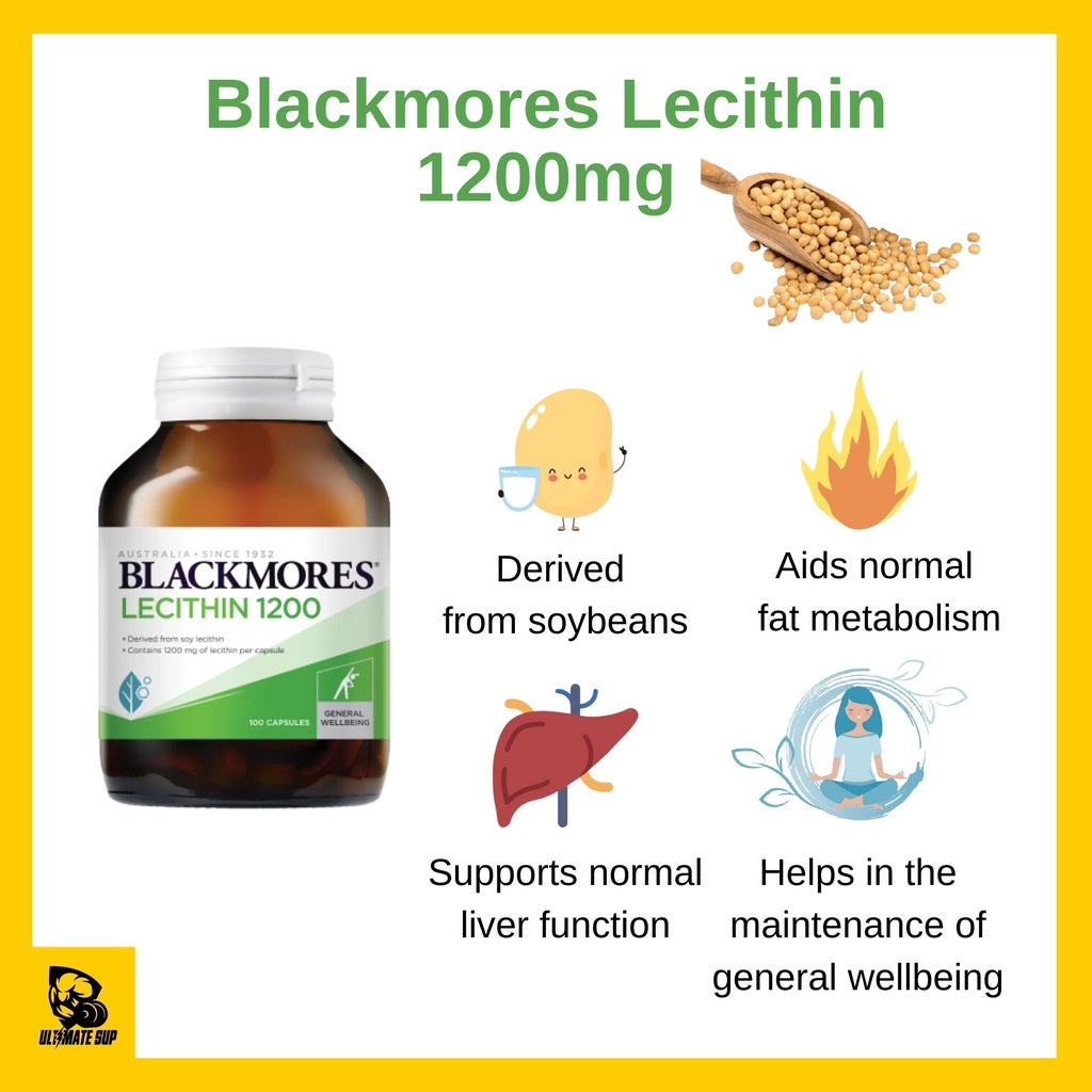 Blackmores Lecithin 1200mg Support Liver Function & Aids Fat Metabolism, 100 capsules - Ultimate Sup Singapore