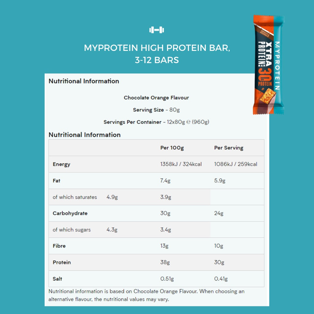 Myprotein High Protein Bar, Xtra Protein, Protein Bar, Support Muscle, Great for Energy, 3-12 bars - Ultimate Sup Singapore