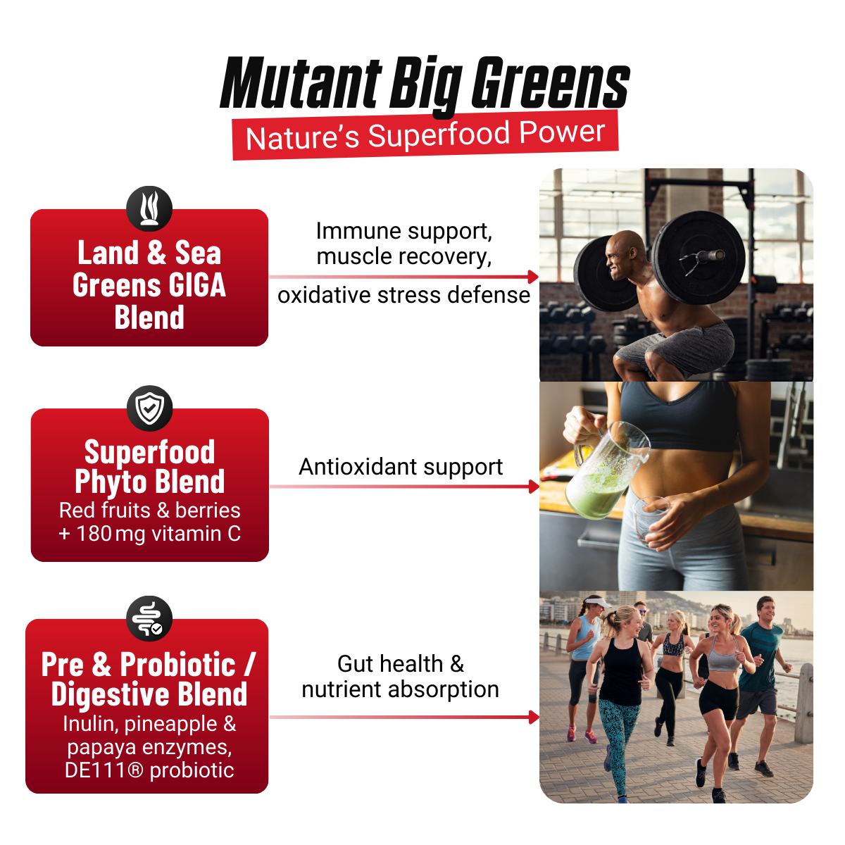 Mutant Big Greens, 40 Epic Superfoods, Spirulina, Probiotics, Muscle Recovery 30 servings - Ultimate Sup Singapore