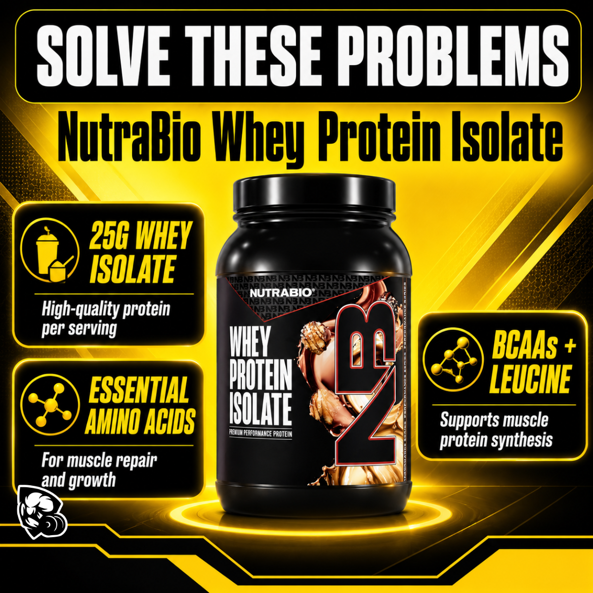 NUTRABIO Whey Protein Isolate Full Label Disclosure Muscle Recovery Protein Powder 2Lb 5Lb