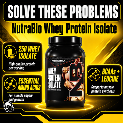 NUTRABIO Whey Protein Isolate Full Label Disclosure Muscle Recovery Protein Powder 2Lb 5Lb
