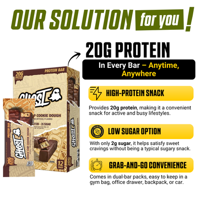 GHOST Dual Protein Bar 20g Protein & 2g Sugar for Muscle Recovery Various Flavor 3-12pc