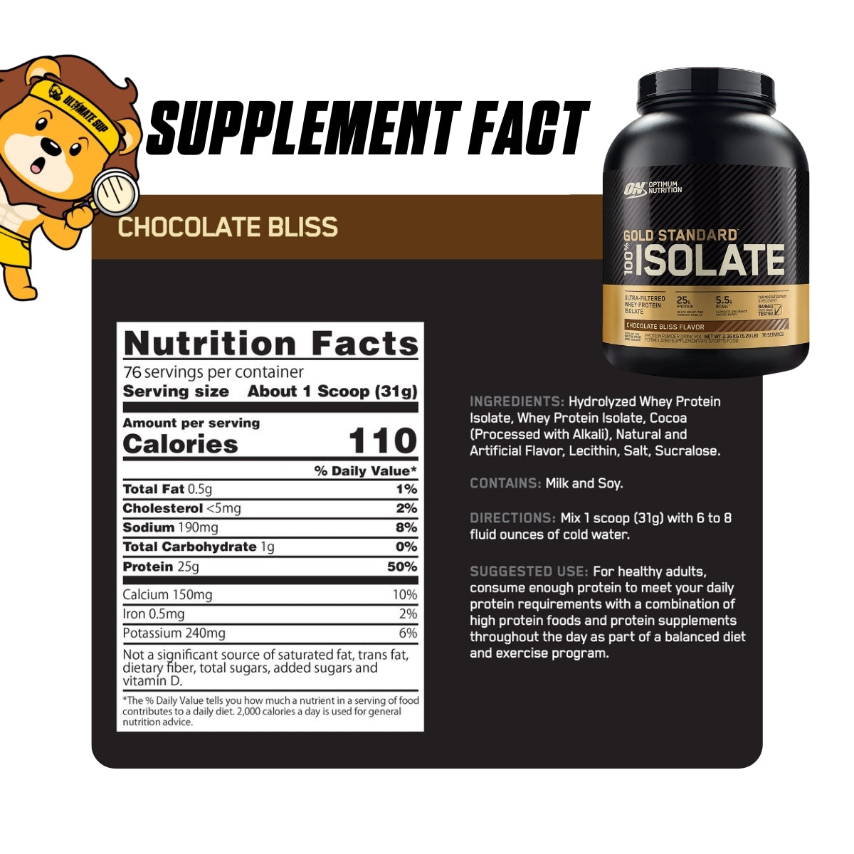 Optimum Nutrition Gold Standard Isolate Protein 1.58 - 5 lbs - Ultimate Sup Singapore