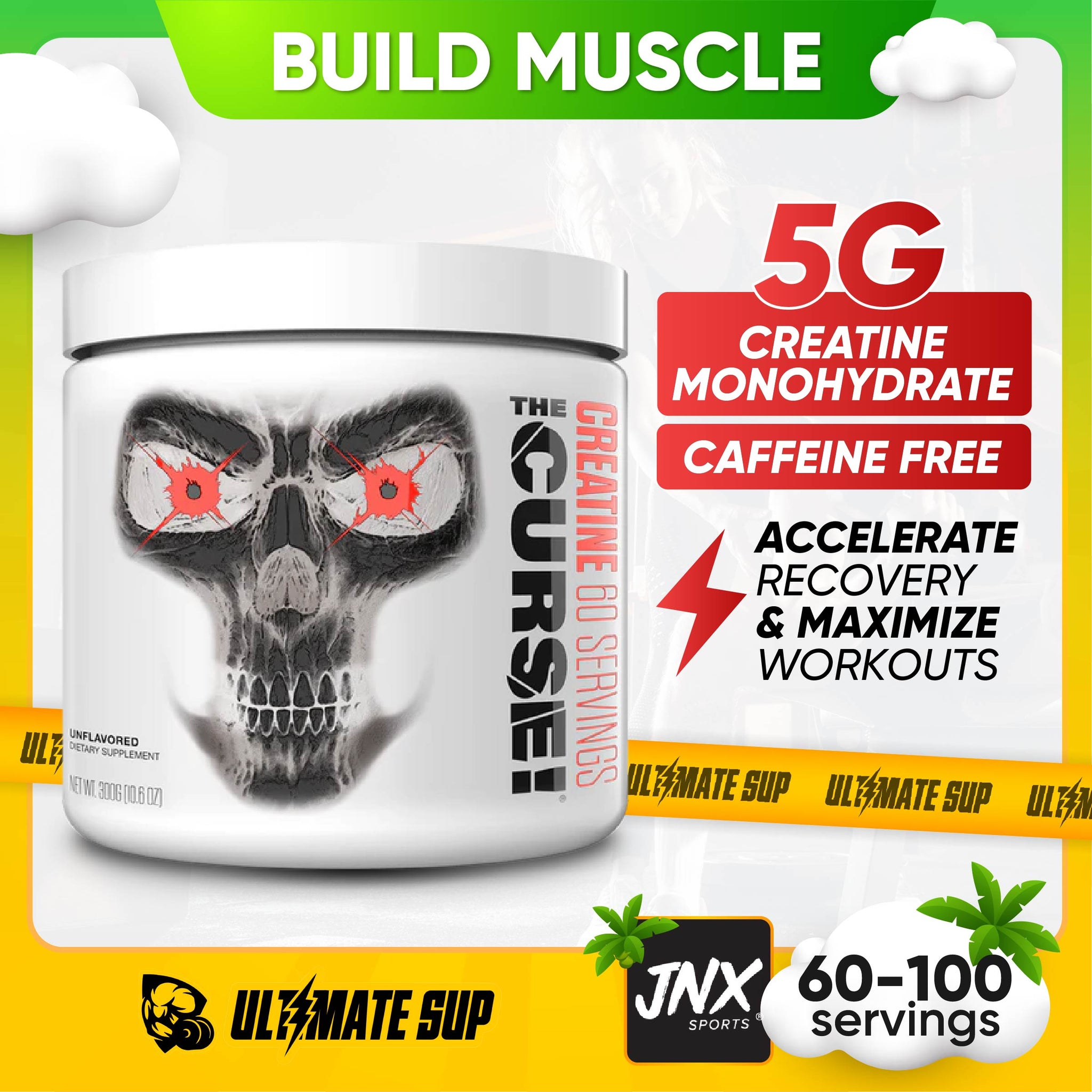 JNX Sports, The Curse! Micronized Creatine Monohydrate, 60-100 servings - Ultimate Sup Singapore