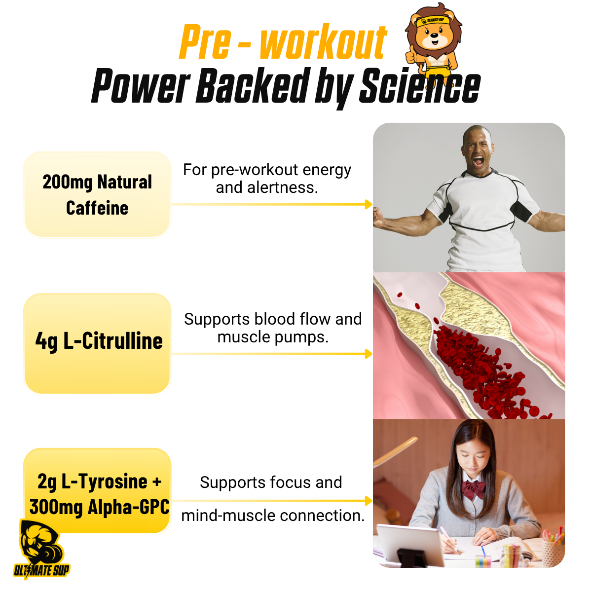 RAW Nutrition Essential Tingle-Free Pre-Workout Powder 200mg Caffeine, No Beta-Alanine, Energy Focus Pump 30 servings