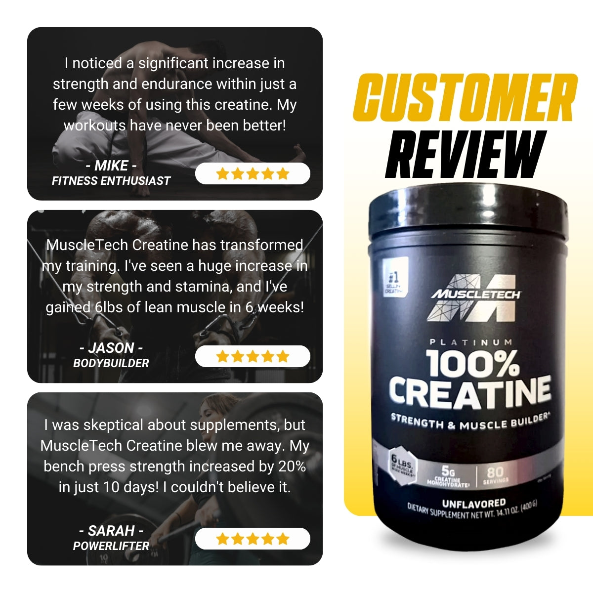 Muscletech, Essential Series, Platinum 100% Creatine, 400g, Unflavored - Ultimate Sup Singapore