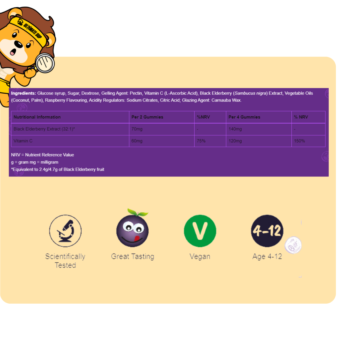 Sambucol Kids Gummies, Immune Support with Black Elderberry & Vitamin C, Kids 4-12, 30 Gummies - Ultimate Sup Singapore