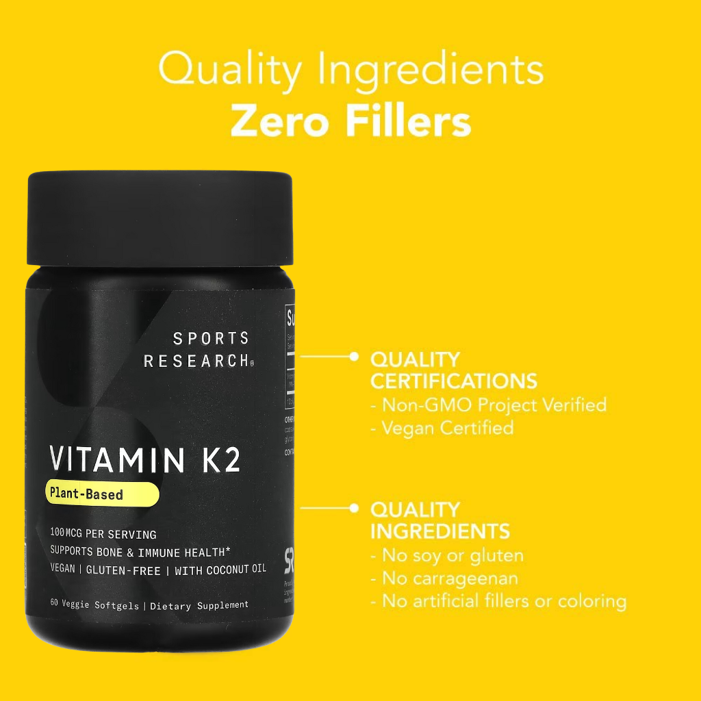 Sports Research, Vitamin K2 100mcg, 60 Veggie Softgels - Ultimate Sup Singapore