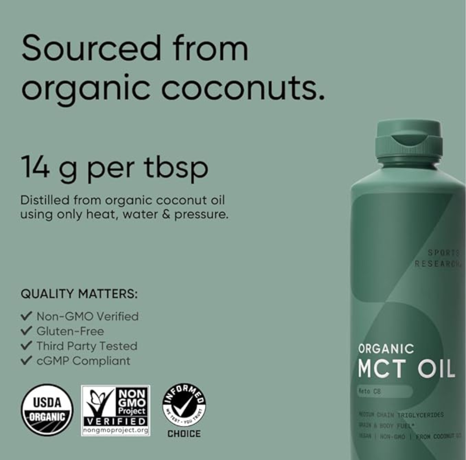 Sports Research MCT Oil Liquid | 100% Non-GMO Coconuts | 473ml - Ultimate Sup Singapore