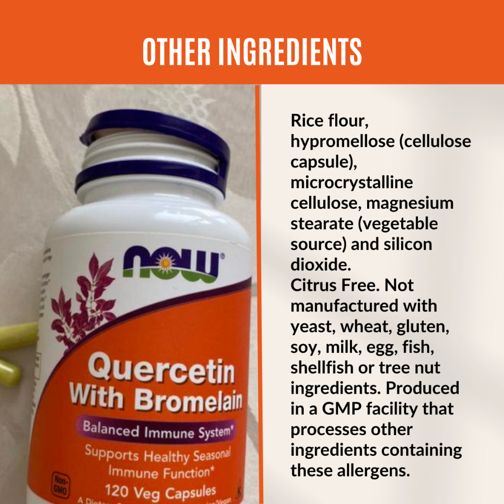 NOW Foods, Quercetin with Bromelain, Supports Immune System, 120 Veg Capsules - Ultimate Sup Singapore