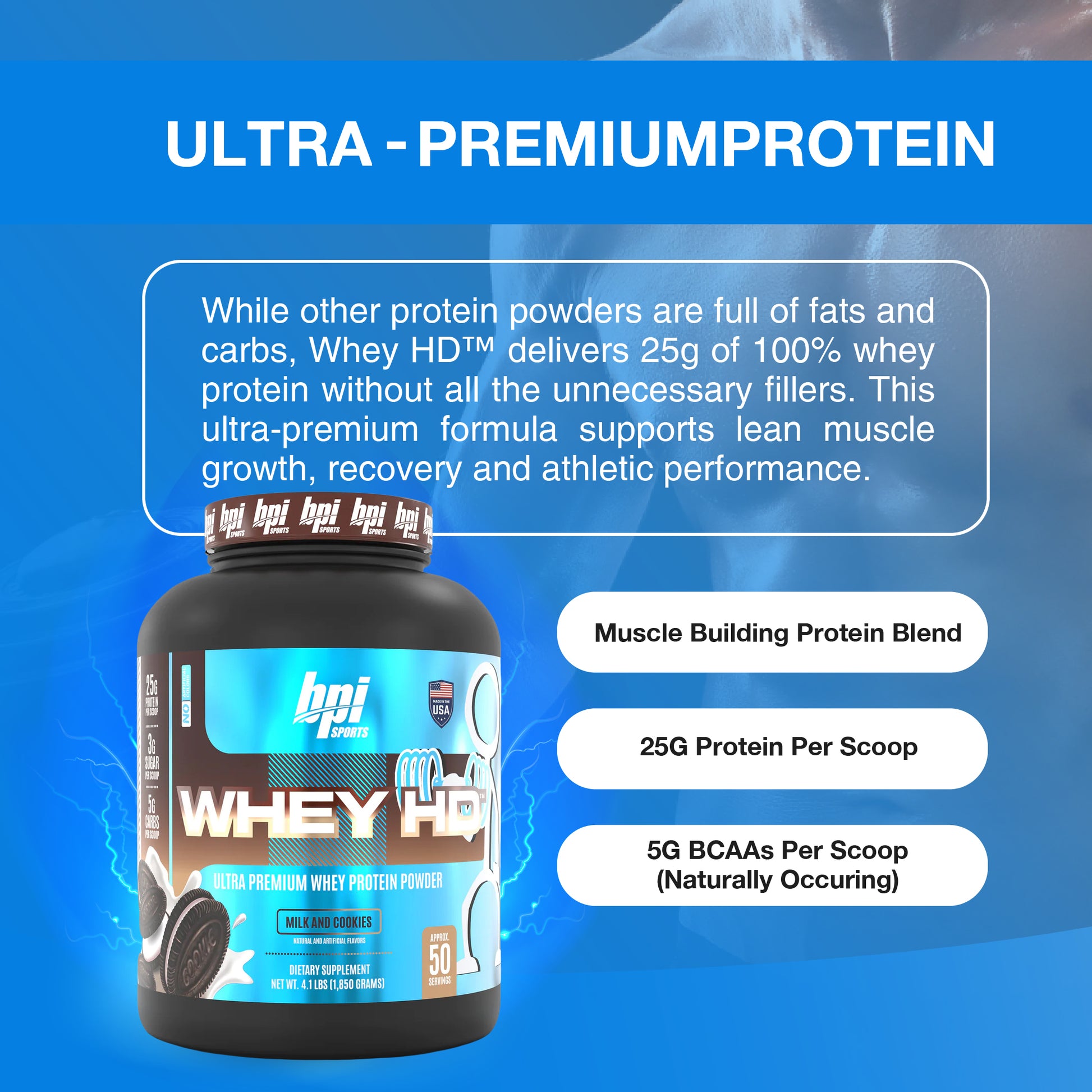 BPI Sports, Whey HD, Ultra Premium Whey Protein Powder, 4.1lbs - Ultimate Sup Singapore