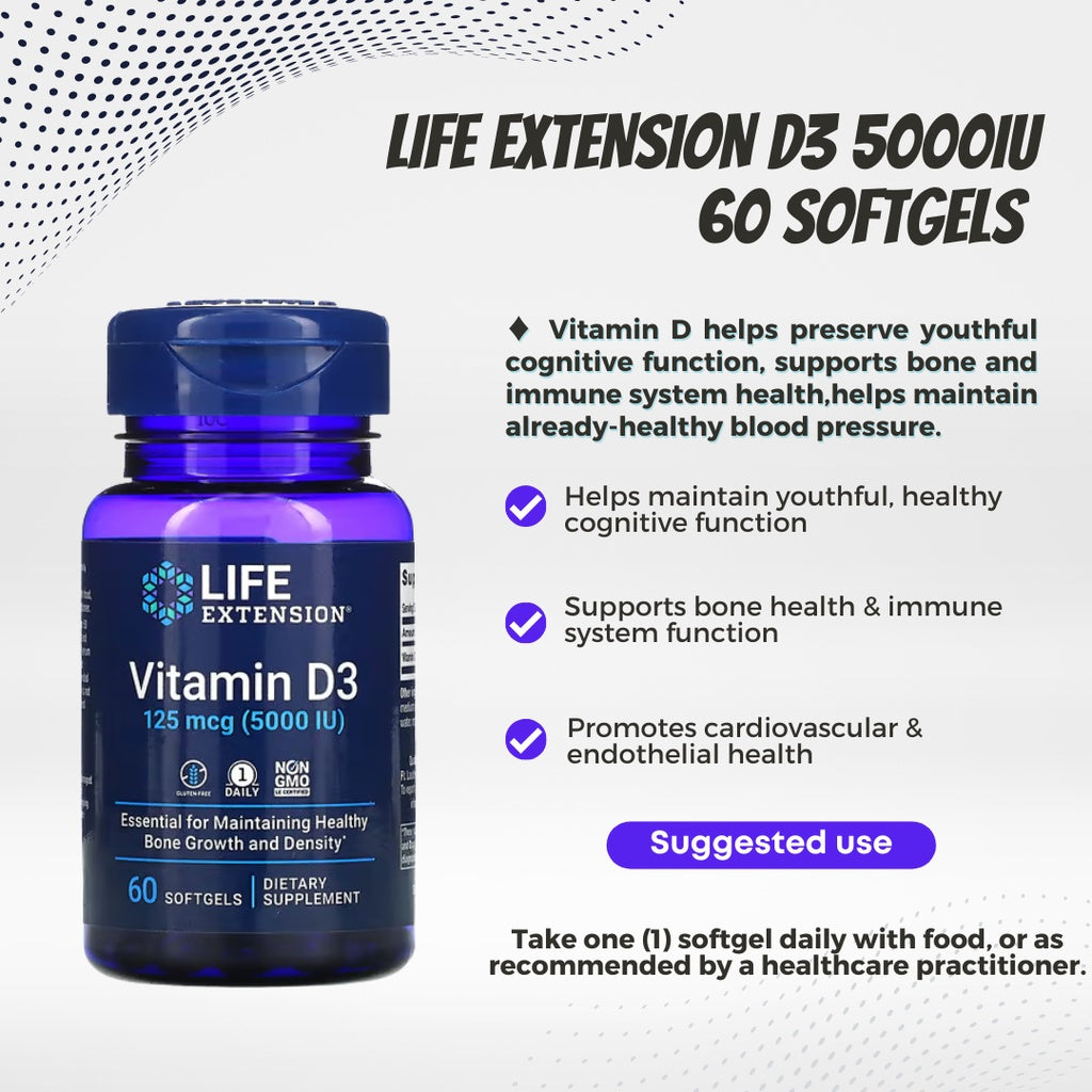 Life Extension, Vitamin D3, 60-250 Softgels