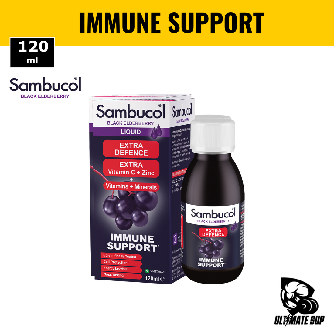 Sambucol Extra Defence Liquid, EXTRA Vitamin C, Zinc, Vitamins & Minerals, 120ml - Ultimate Sup Singapore