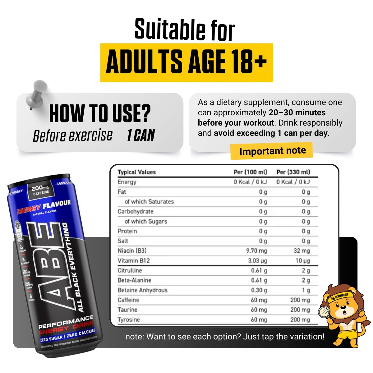 Applied Nutrition, ABE Pre Workout Cans, Pack of 12 Cans x 330ml - Ultimate Sup Singapore