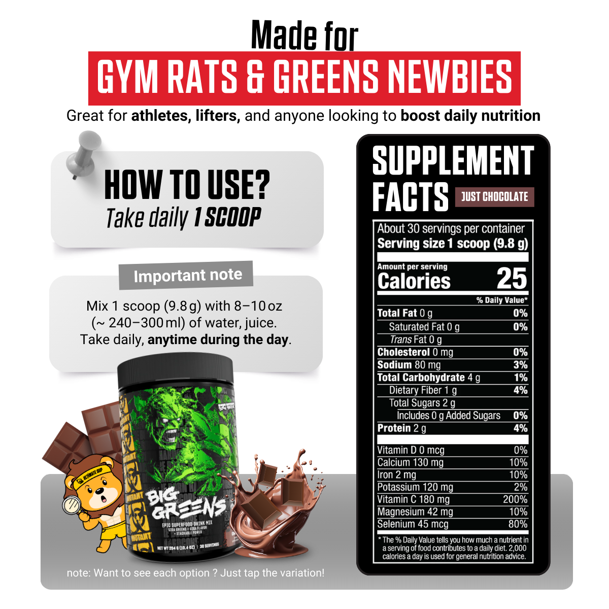 Mutant Big Greens, 40 Epic Superfoods, Spirulina, Probiotics, Muscle Recovery 30 servings - Ultimate Sup Singapore