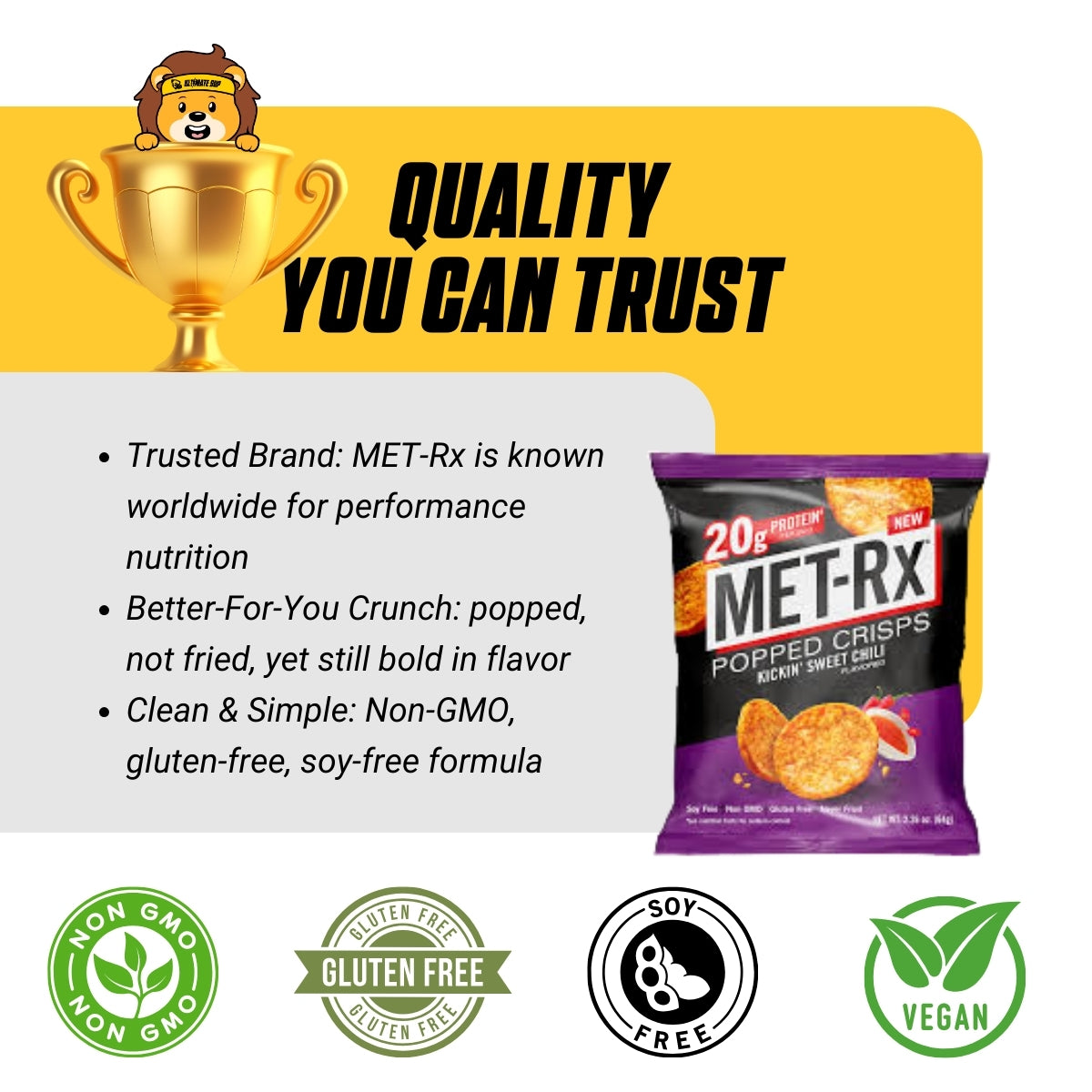 Met-Rx Popped Protein Crisps, Protein Chip, 20g protein, Non GMO, Gluten Free 6pcs - Ultimate Sup Singapore