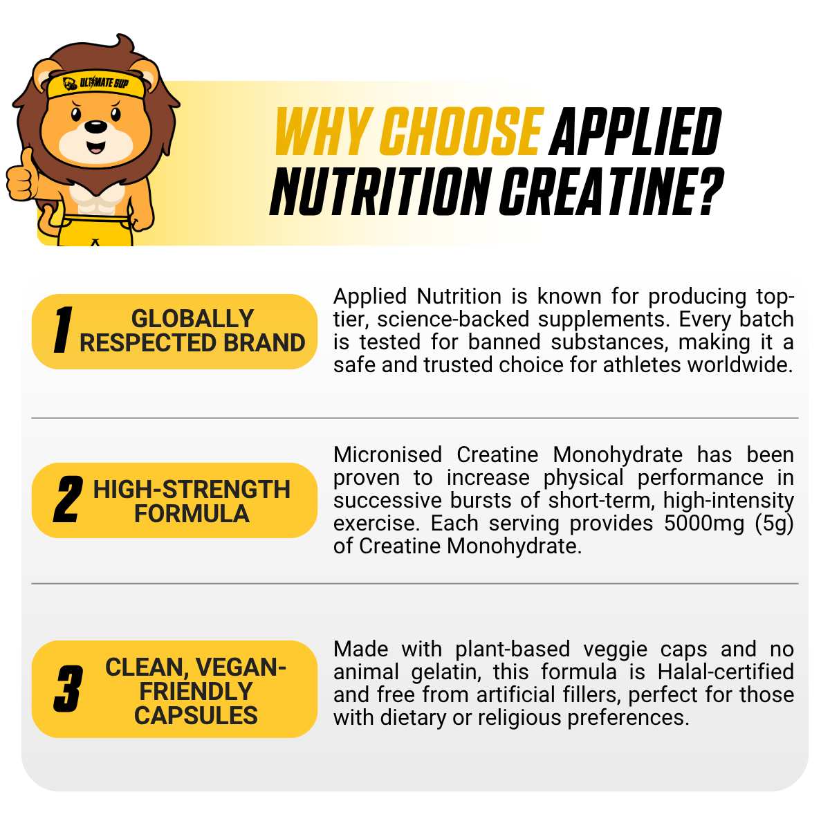 Applied Nutrition, Creatine Monohydrate Micronized Powder, Increases High-Intensity Physical Performance, 250-500g - Ultimate Sup Singapore