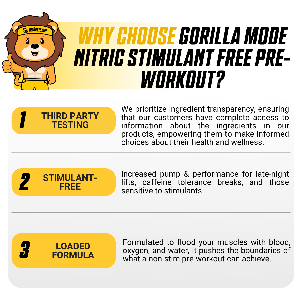 Gorilla Mind, Gorilla Mode Nitric Upgraded Stimulant Free Pre-Workout, Massive Pumps 40 servings - Ultimate Sup Singapore