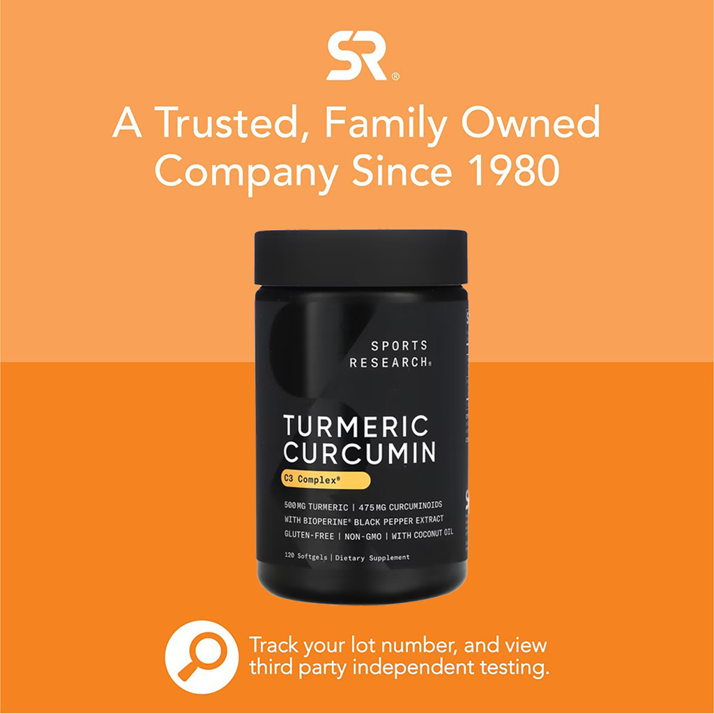 Sports Research, Turmeric Curcumin C3 Complex 500mg, 120 Softgels - Ultimate Sup Singapore