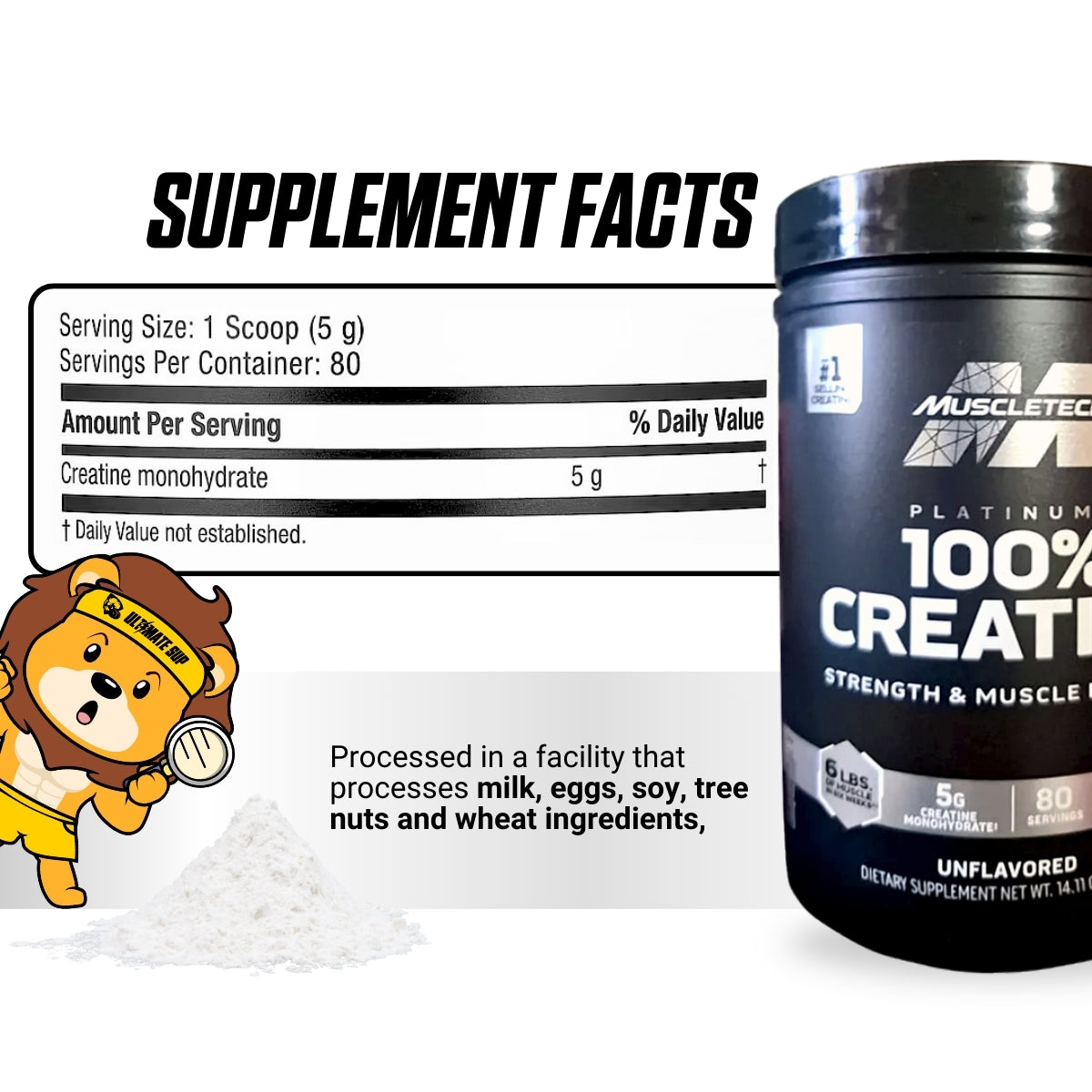 Muscletech, Essential Series, Platinum 100% Creatine, 400g, Unflavored - Ultimate Sup Singapore