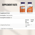 Now Foods L-Arginine, Essential Amino Acids, Vegan Dietary Supplement, 500mg, 100-250 Veg Capsules, , 50-125 Servings - Ultimate Sup Singapore