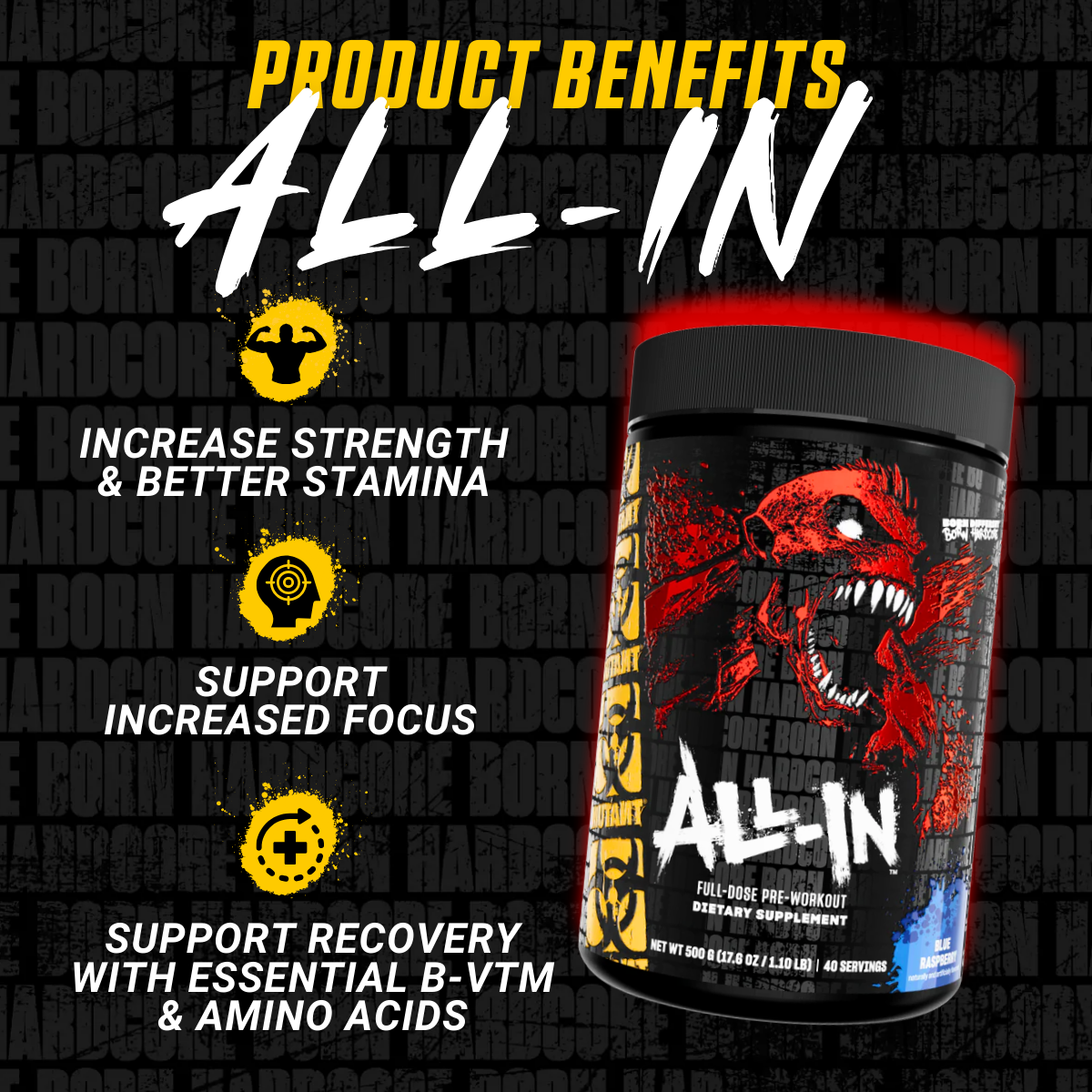 Mutant ALL IN, Stimulant Pre-workout, 500 grams