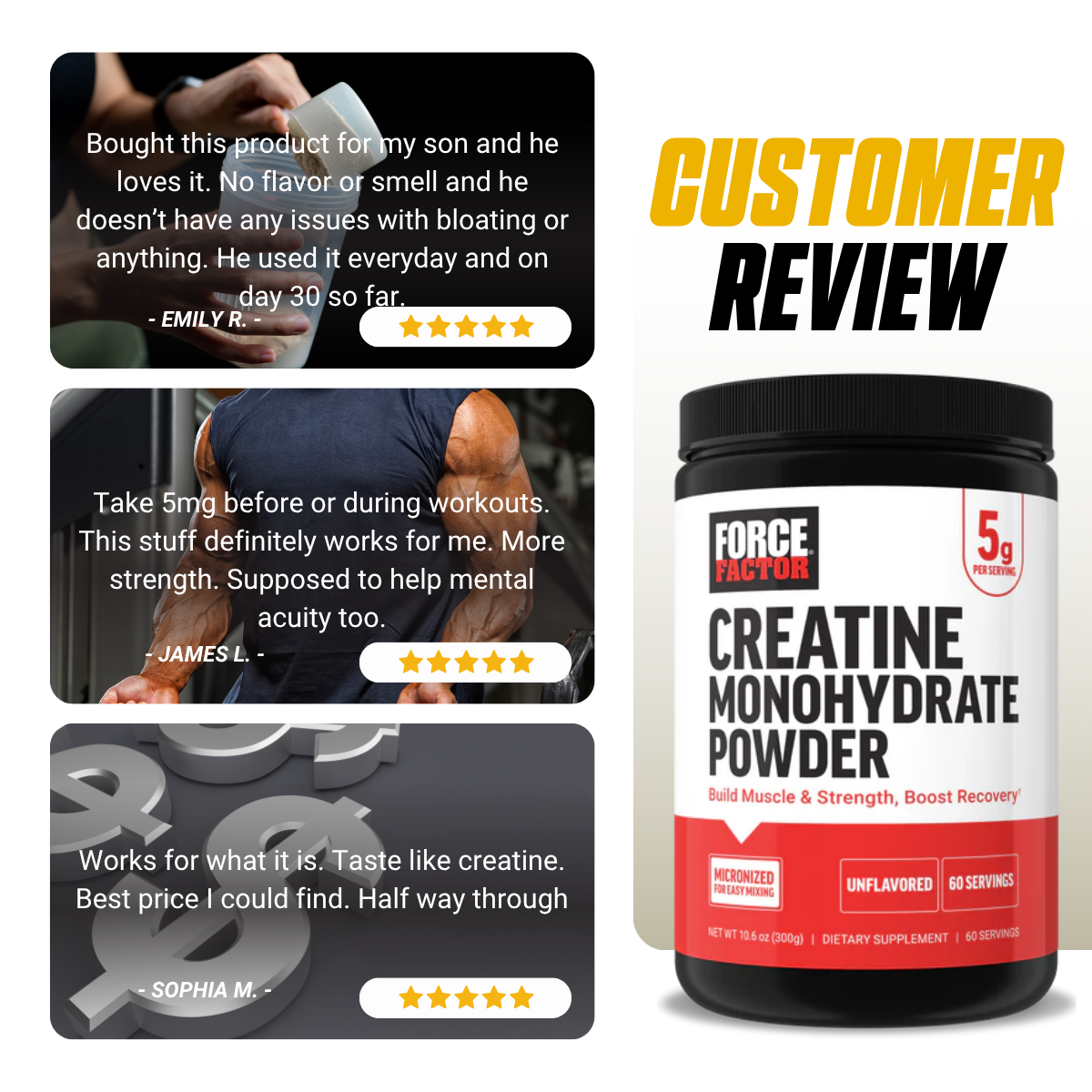 Force Factor Creatine Monohydrate Micronized Powder, Support Cognitive Health, Memory, Muscle Growth Unflavored 60 ser - Ultimate Sup Singapore