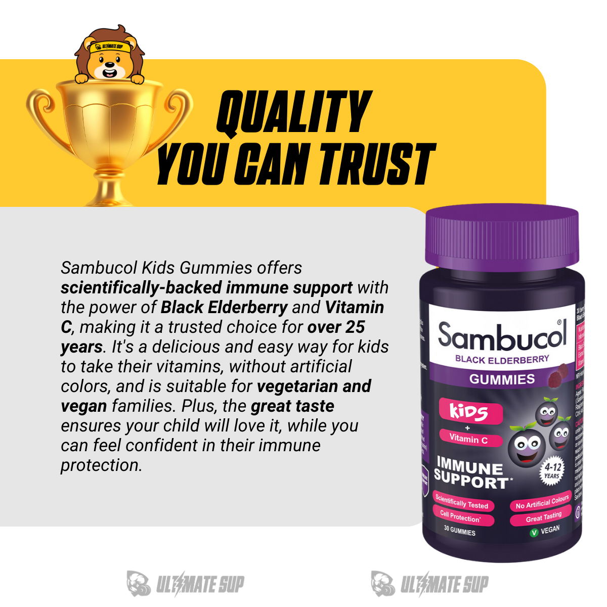 Sambucol Kids Gummies, Immune Support with Black Elderberry & Vitamin C, Kids 4-12, 30 Gummies - Ultimate Sup Singapore