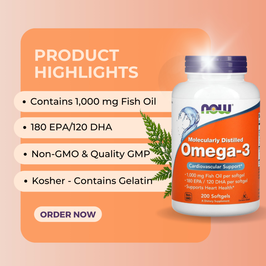 Now Foods, Omega-3, 180 EPA/120 DHA, 200-500 Softgels - Ultimate Sup Singapore