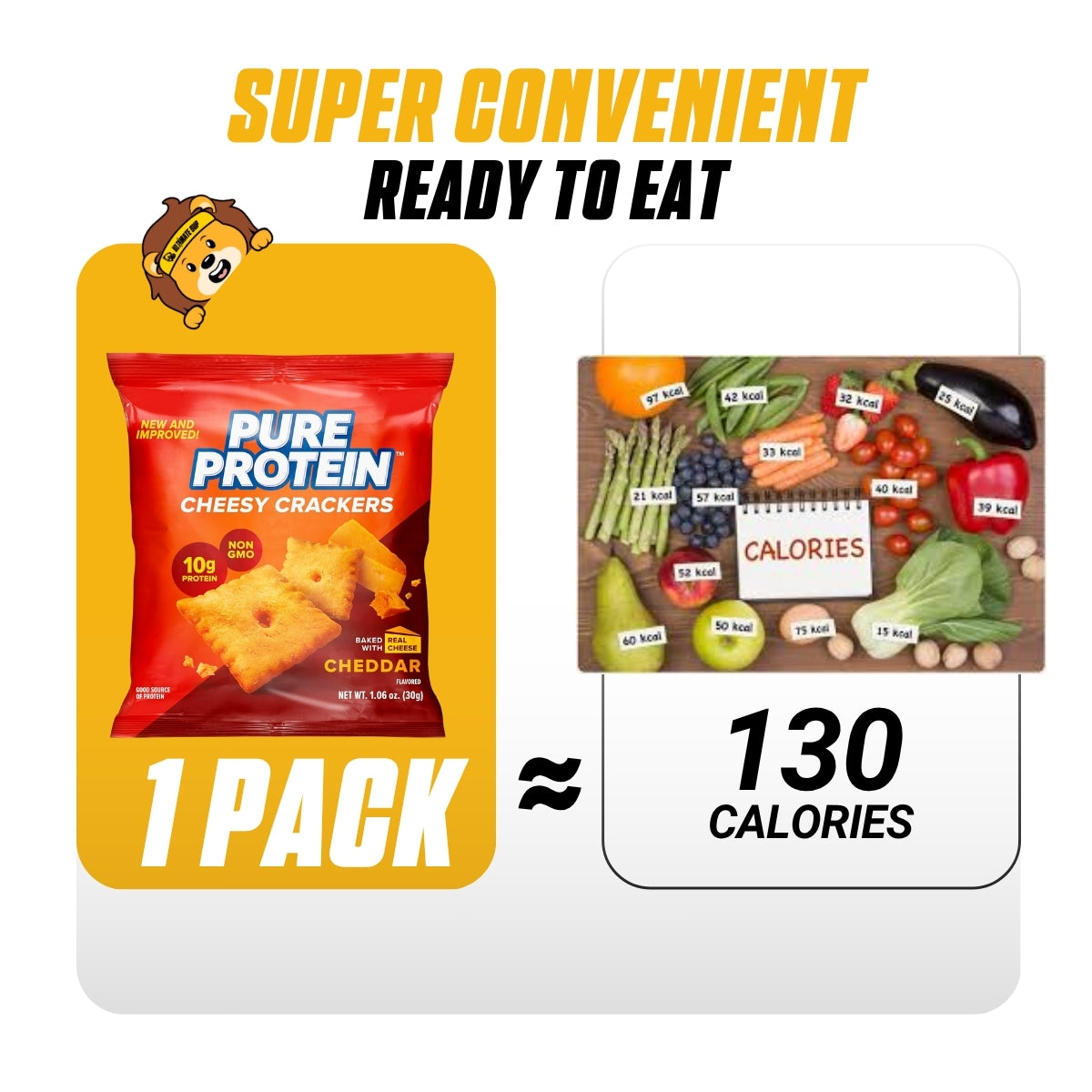 Pure Protein Cheddar Cheesy Crackers, 10g Protein, Low Sugar, Real Cheese, No Trans Fat, Non-GMO, 12 Bags - Ultimate Sup Singapore