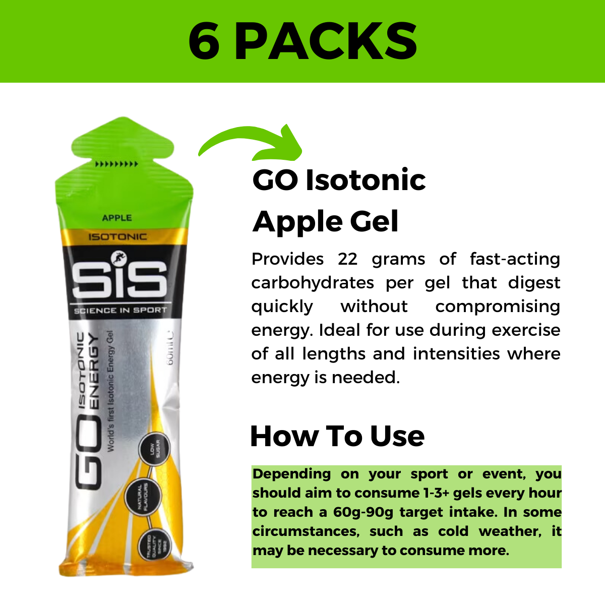 Science In Sport GO Isotonic Energy Gels, Running Gels with 22 g Carbohydrates, Low Sugar, 6 - 30 pack, 60 ml Per Serving - Ultimate Sup Singapore