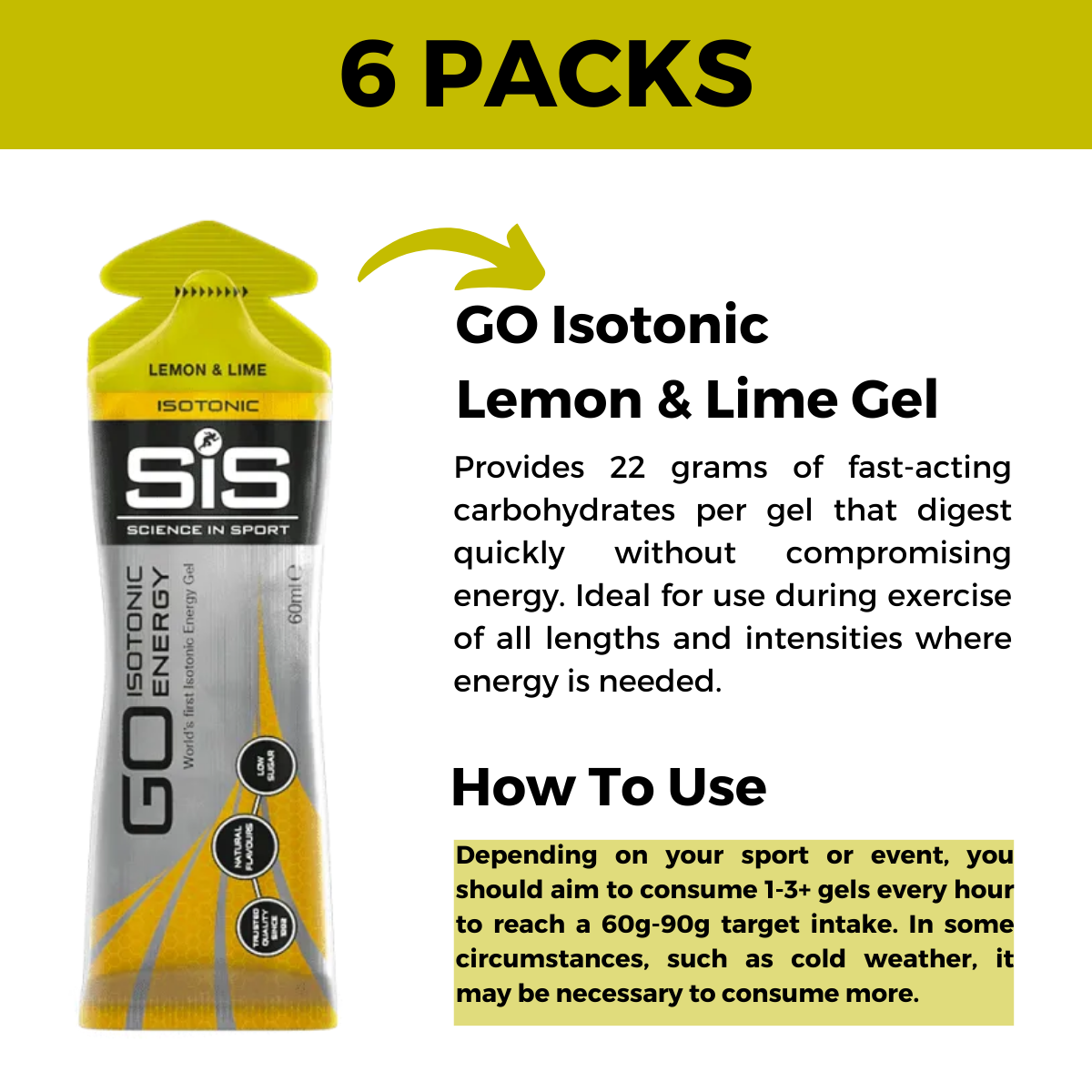 Science In Sport GO Isotonic Energy Gels, Running Gels with 22 g Carbohydrates, Low Sugar, 6 - 30 pack, 60 ml Per Serving - Ultimate Sup Singapore