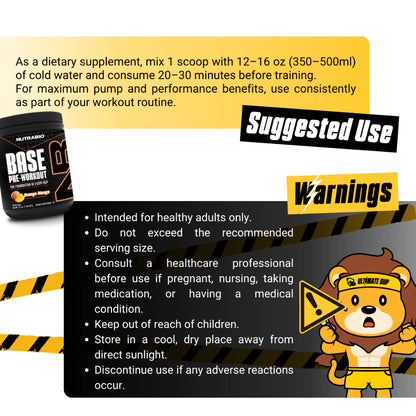 NutraBio Base Pre-Workout Powder, Mental Focus & Energy, Muscle Pumps, Various Flavors, 30 Sers