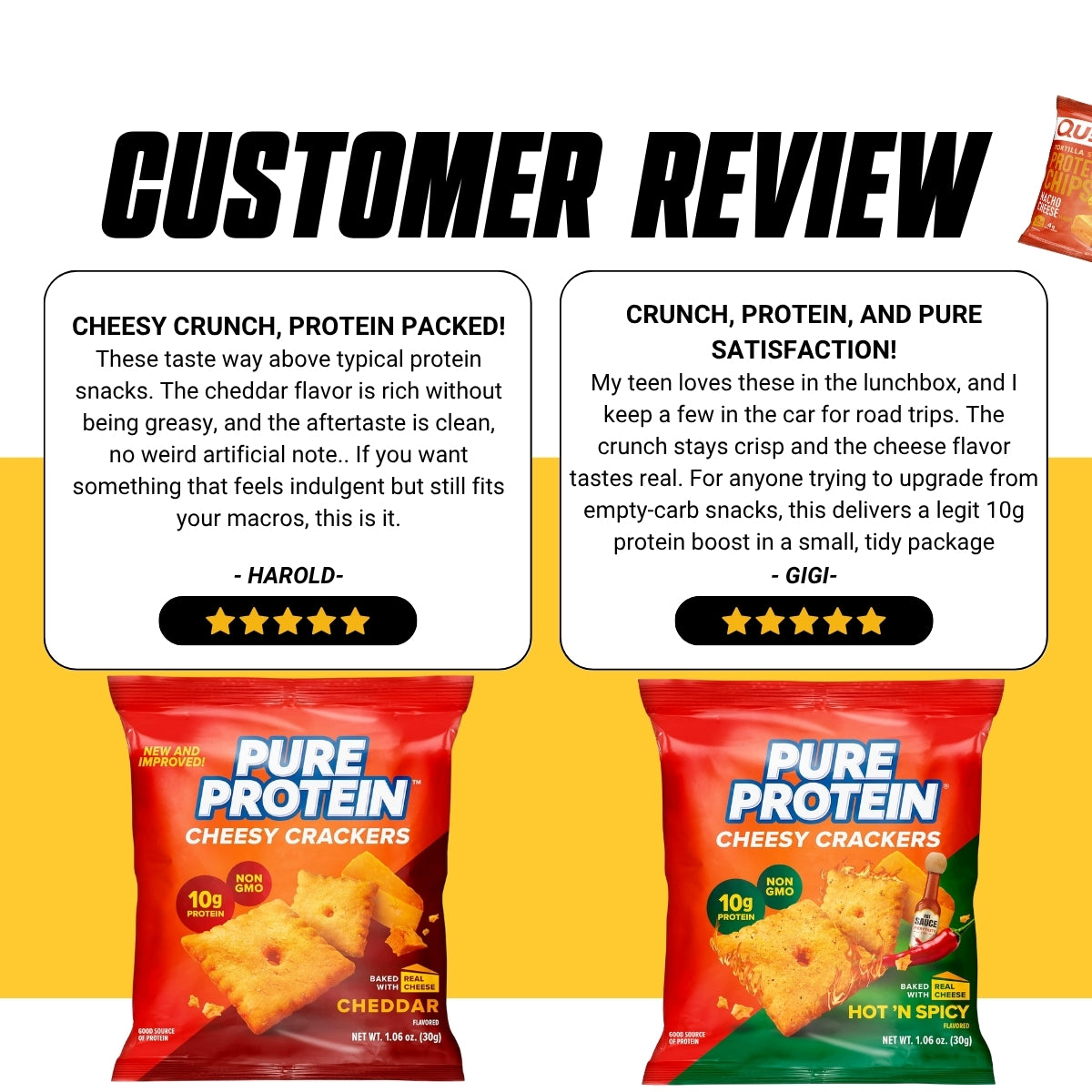 Pure Protein Cheddar Cheesy Crackers, 10g Protein, Low Sugar, Real Cheese, No Trans Fat, Non-GMO, 12 Bags - Ultimate Sup Singapore