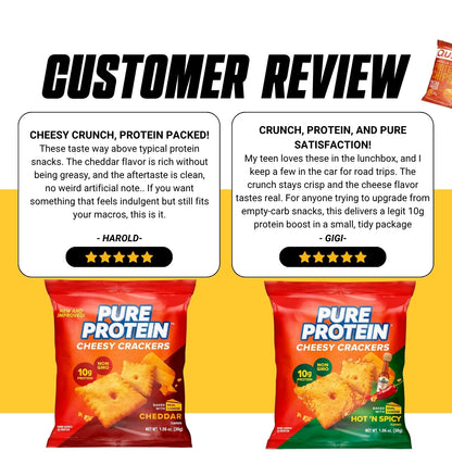 Pure Protein Cheddar Cheesy Crackers, 10g Protein, Low Sugar, Real Cheese, No Trans Fat, Non-GMO, 12 Bags - Ultimate Sup Singapore