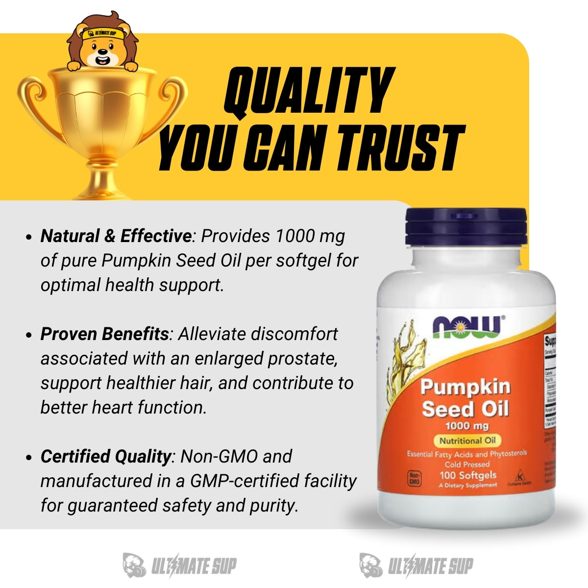 NOW Foods, Pumpkin Seed Oil, 1,000 mg, 100 Softgels (500 mg per Softgel) - Ultimate Sup Singapore