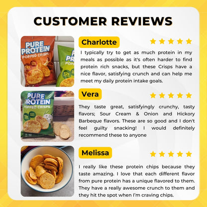 Pure Protein Popped Crisps, 12g Protein, Low Sugar, Healthy Snack, Gluten Free, Non-GMO, Various Flavors, 3-12 packs - Ultimate Sup Singapore